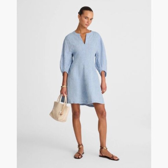 Madewell Sunfaded Blue Splitneck Mini Dress Size 2 - 36113 - Picture 2 of 11